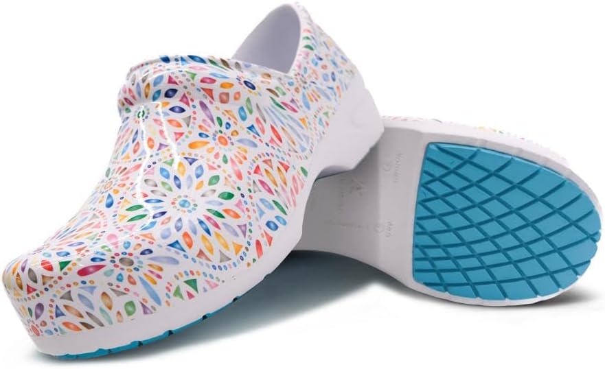 

Сабо для медсестер Anywear SR Angel - Нескользящая рабочая обувь для женщин и мужчин - Противоскользящие комфортные туфли для медсестер, Kaleidoscope