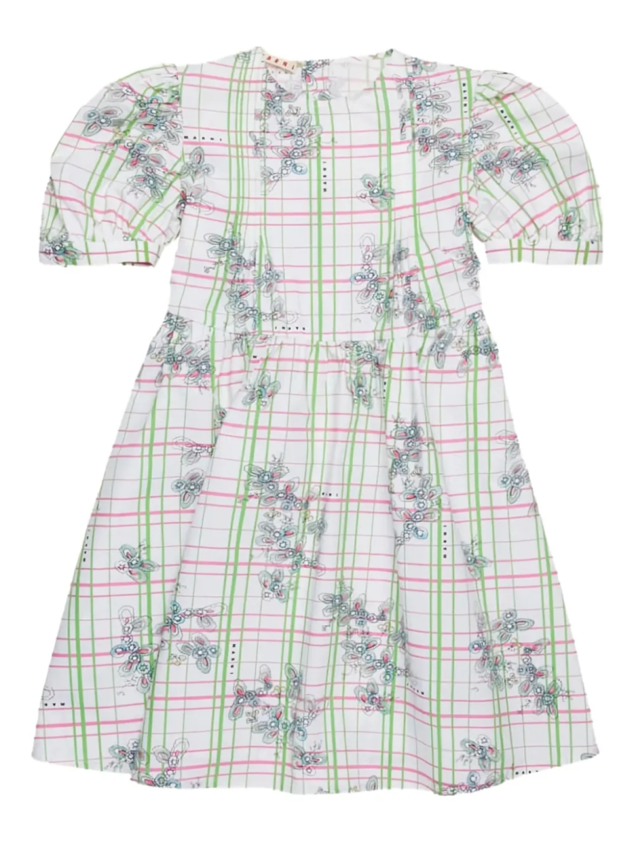 

Платье в клетку с рукавами-фонариками Marni Kids, белый