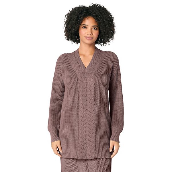 

Женский свитер плюс сайз с воротником V-образной формы Roaman'S, Deep Taupe