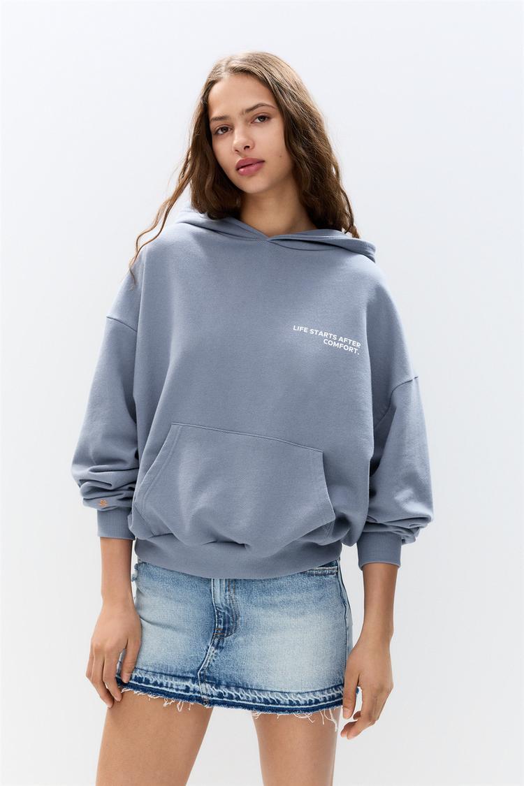

Толстовка с графическим принтом Pull And Bear, синий
