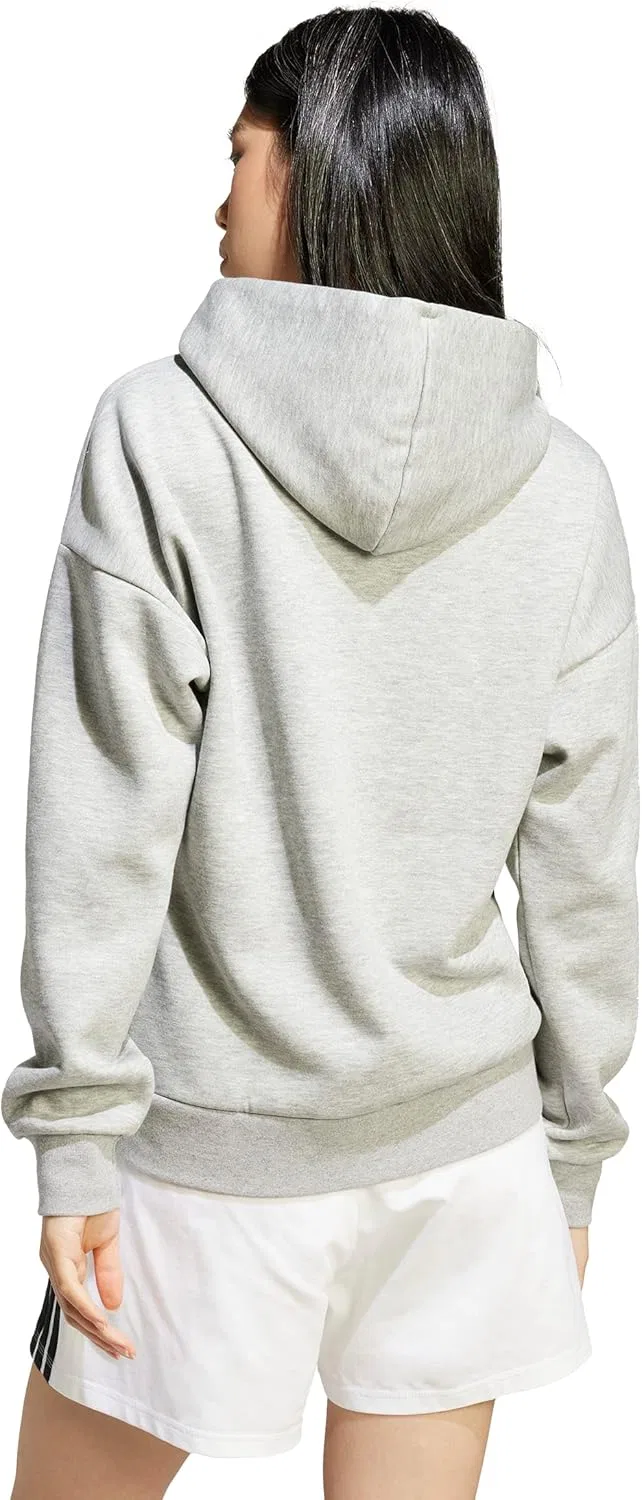 Худи женское, флис, adidas, Medium Grey Heather/Black — фото 2