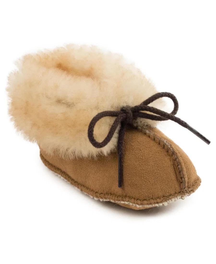 Детские замшевые пинетки из овечьей кожи Minnetonka, коричневый