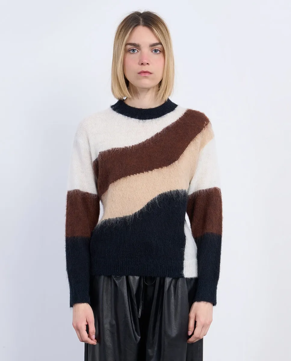 

Женский джемпер с длинным рукавом с геометрическим узором Lili Sidonio, кремовый