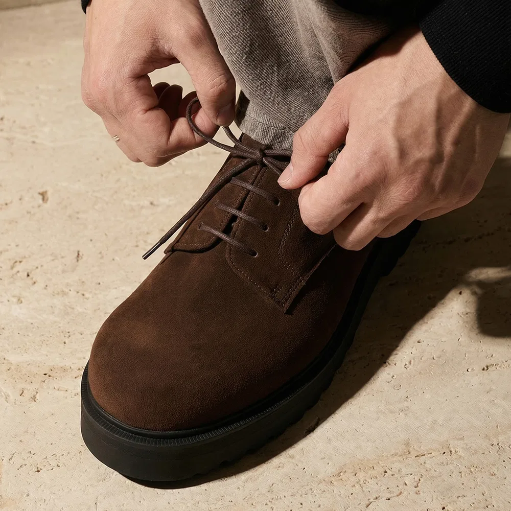 Мужские замшевые дерби Second.A_Volume Round Toe 5 см коричневые от Firenze.A