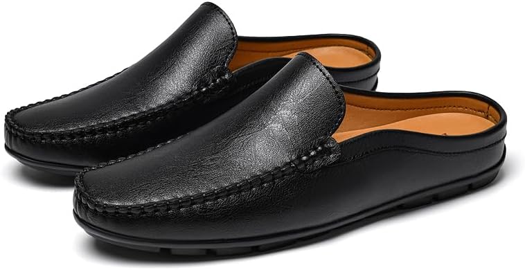 

Мужские слипоны из натуральной кожи, тапочки мюли с перфорацией, дышащие, без задника, домашние шлепанцы, повседневные мокасины, полуботинки Igzbibg, черный