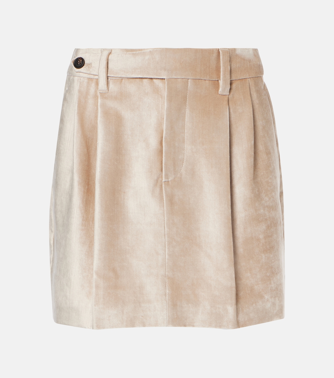 

Мини-юбка из бархата с добавлением хлопка Brunello Cucinelli, бежевый