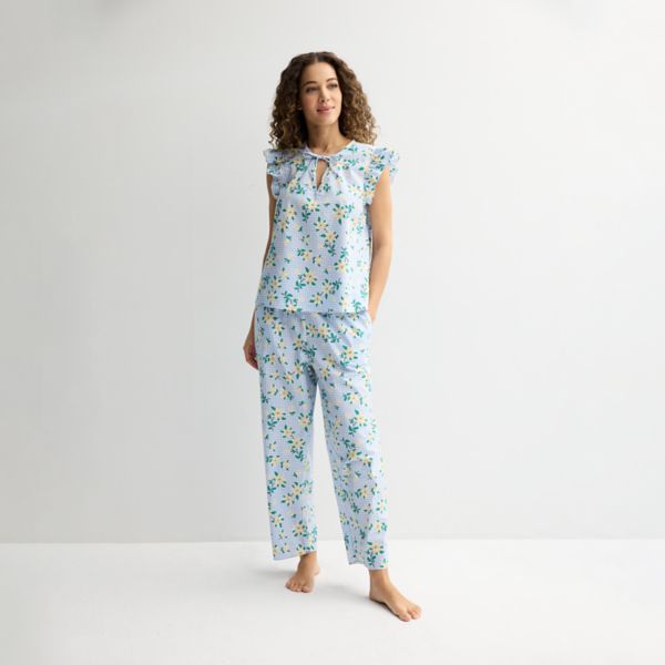 

Женский комплект пижамы из ткани: топ и брюки Draper James, цвет blue gingham magnolia
