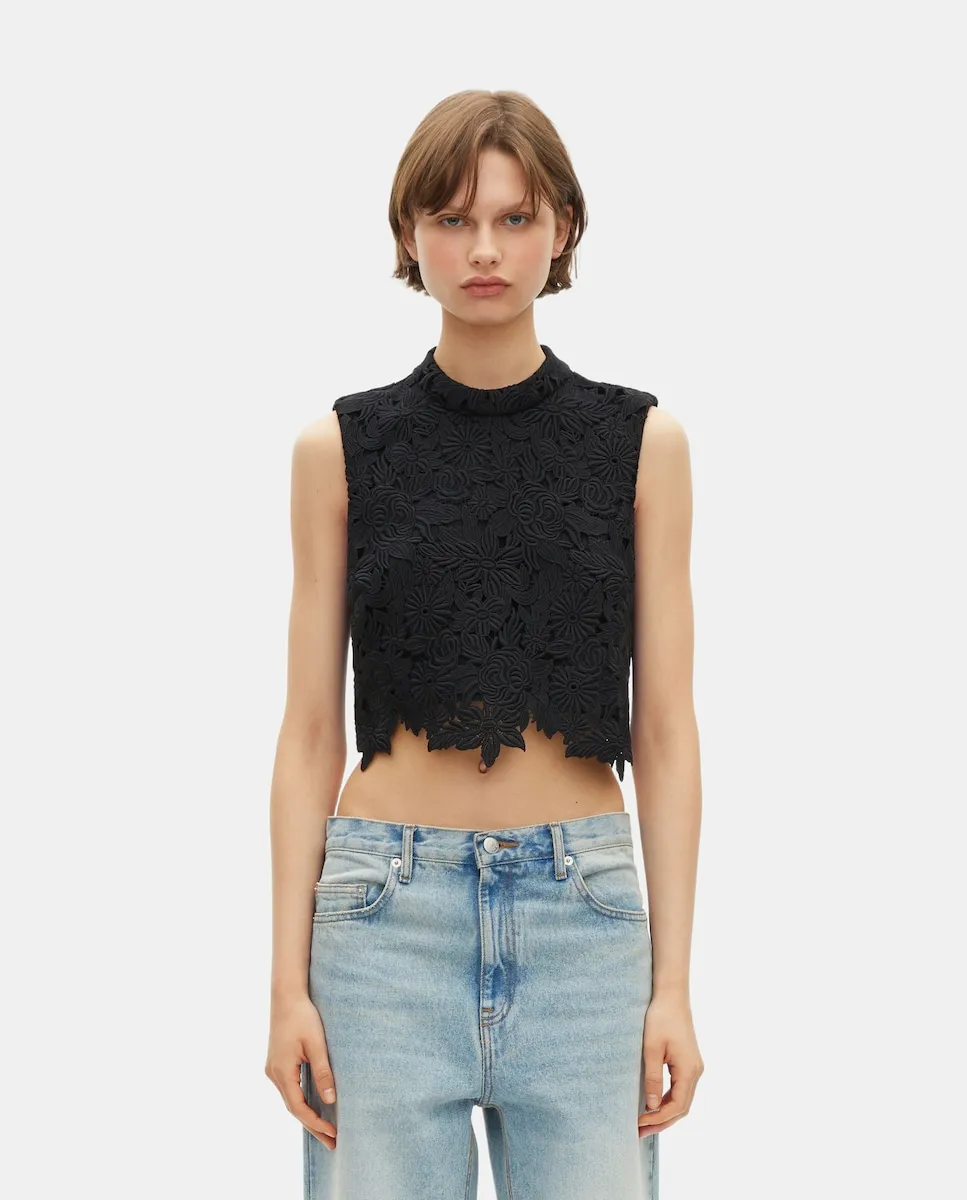 

Кружевной топ The Kooples, черный