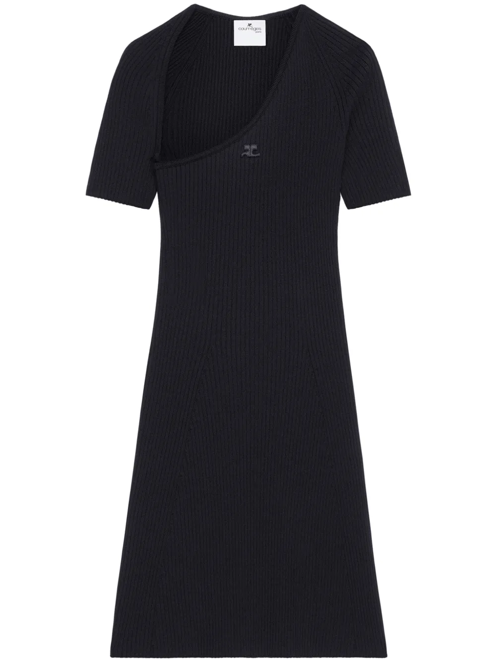 

Трикотажное платье в рубчик Courrèges, черный