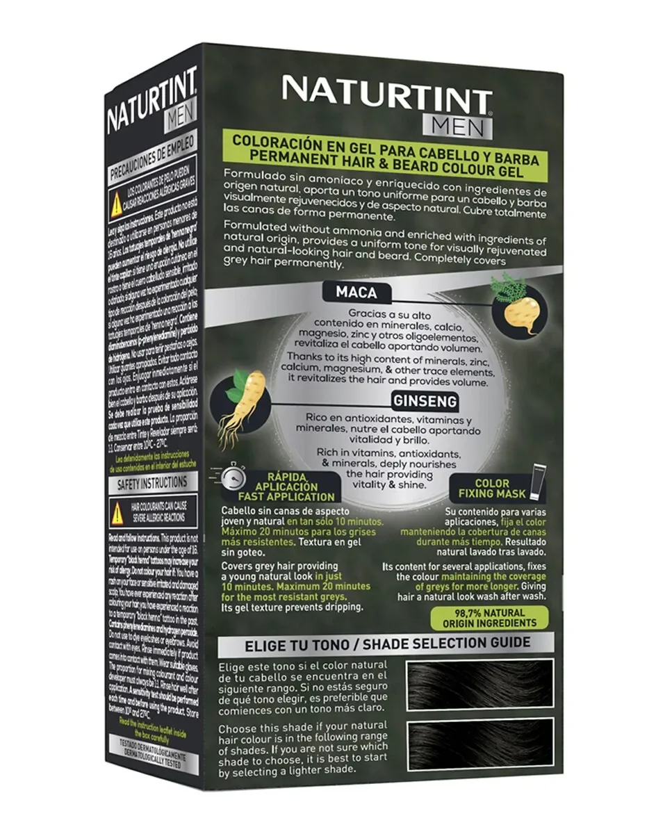 Постоянная краска для волос для мужчин и бороды без аммиака Men Naturtint, 1N - Negro — фото 2