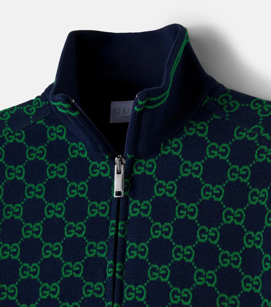 Спортивная куртка GG из хлопкового пике Gucci Kids, зеленый — фото 4