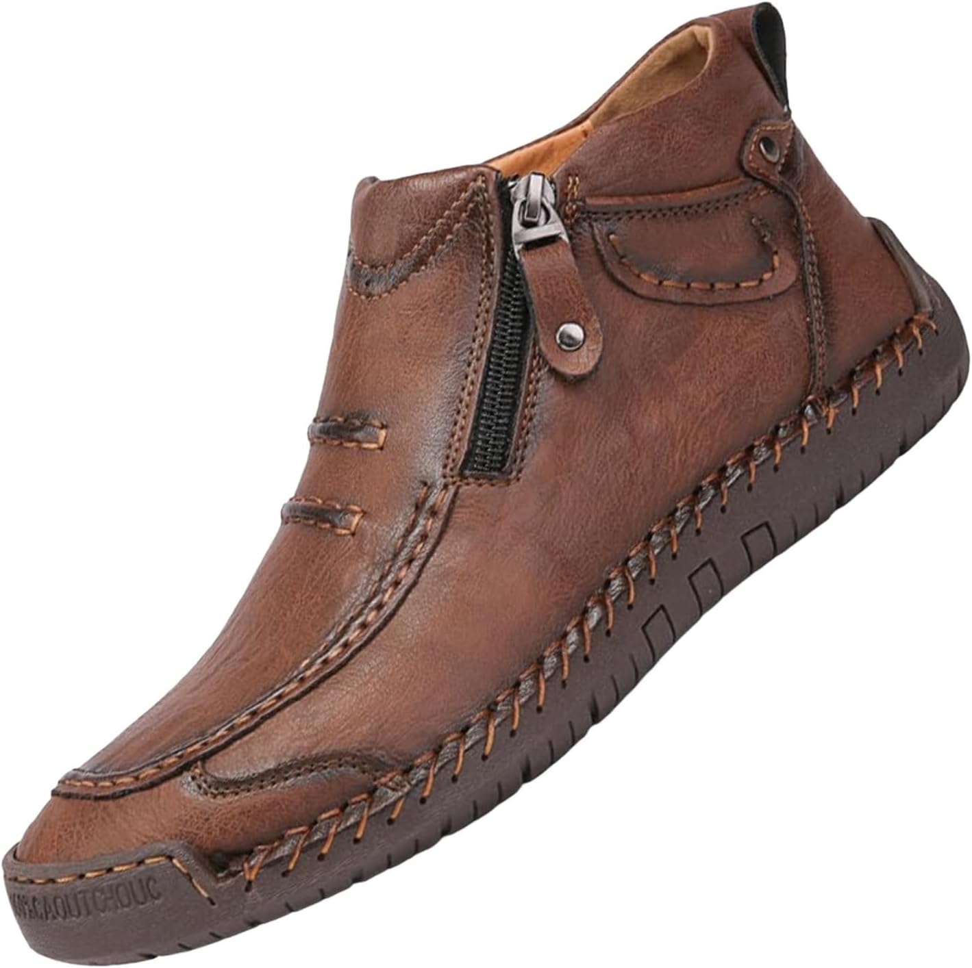 

Мужские ортопедические кроссовки, повседневные кожаные лоферы, модные ботинки ручной работы, слипоны с боковой молнией, деловая обувь Xjypuu2, коричневый