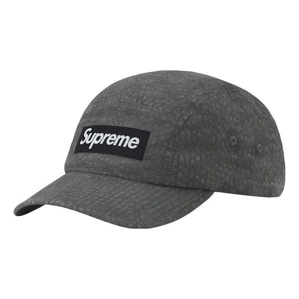 

Бейсболка washed seersucker camp cap 'grey black white' Supreme, серый