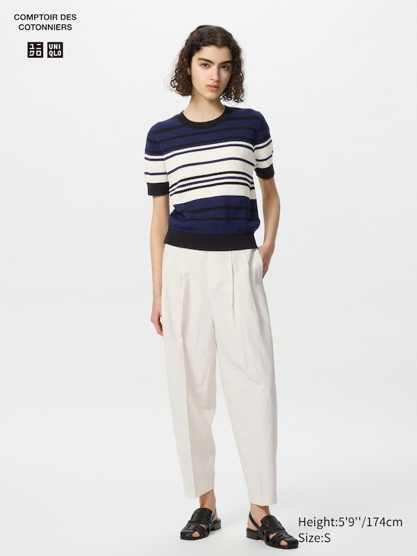 

Брюки-Бочонки из льняной смеси (короткие) Uniqlo, белый