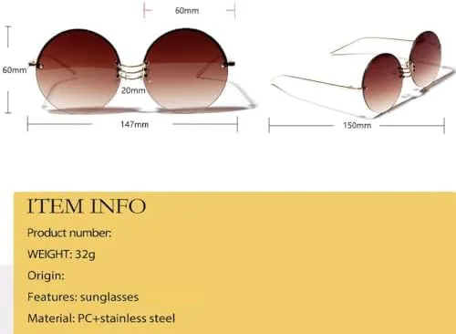 

Круглые металлические ретро-солнцезащитные очки 2027 года для женщин и мужчин, винтажные солнцезащитные очки с защитой от УФ-излучения UV400 MTZJH, Gradient Tea