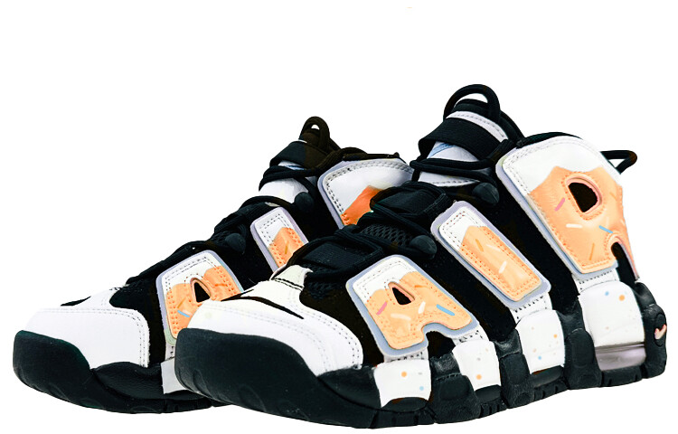 Кроссовки Nike Air More Uptempo Vintage Basketball Shoes Women's Mid-top White/macaron Orange, черный — фото 2