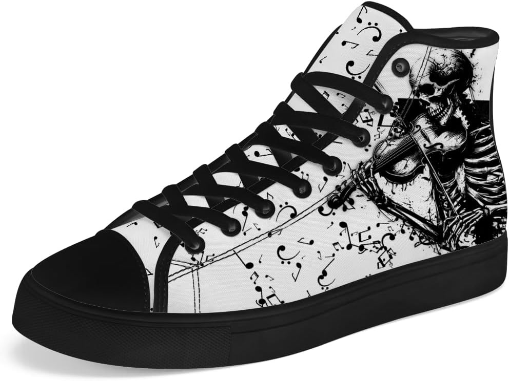 

Мужские и женские высокие кеды с черепом на шнуровке, готические высокие кеды, повседневная обувь Chebing, белый/черный