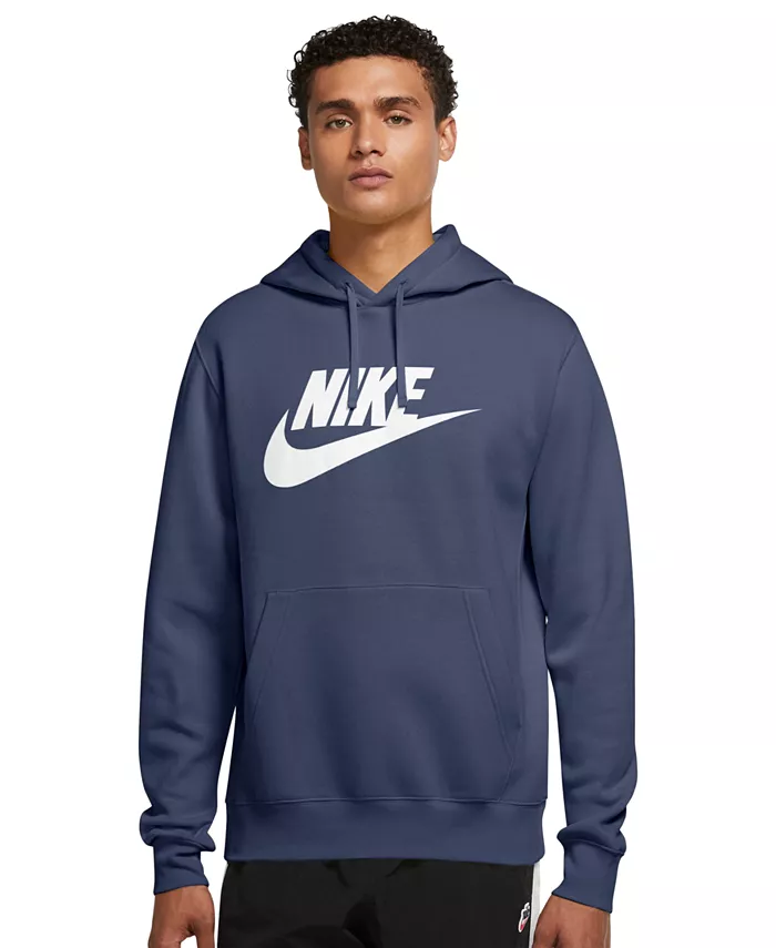 

Мужской спортивный худи с принтом Club Fleece Nike, синий