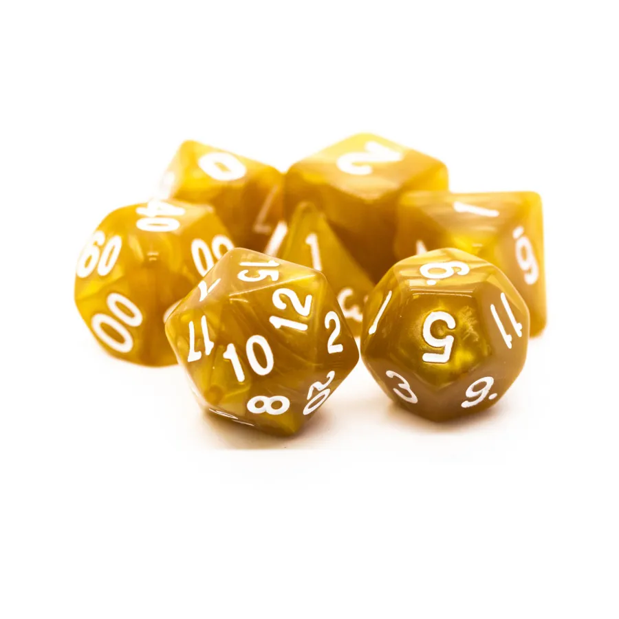 

Поли-набор Золотой с белым (7), Acrylic-Resin Dice - Pearl Drop