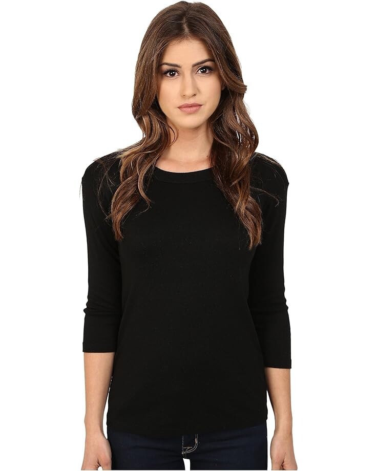 

Рубашка Michael Stars Shine Dora 3/4 Sleeve Crew Neck Shirt, черный