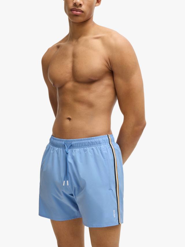 

Фирменные плавательные шорты в полоску HUGO BOSS, цвет Bright Blue