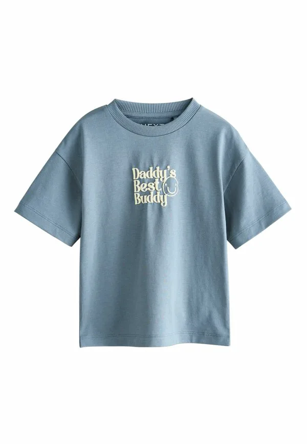 Футболка с коротким рукавом и небольшим принтом. Next, Blue Daddy'S Best Buddy