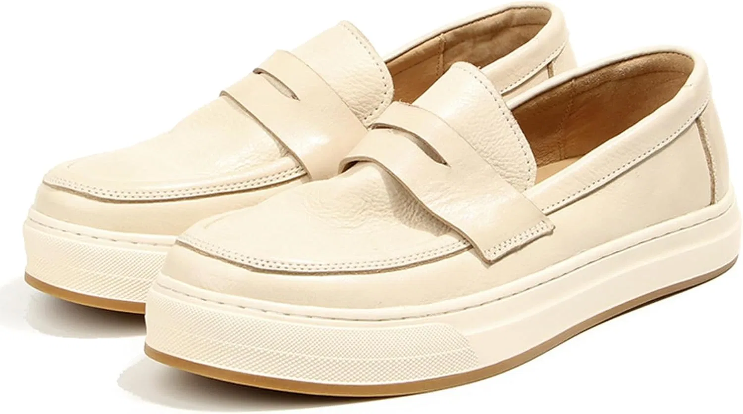Лоферы кожаные Platform Penny Loafers, слоновая кость WinDhana — фото 3