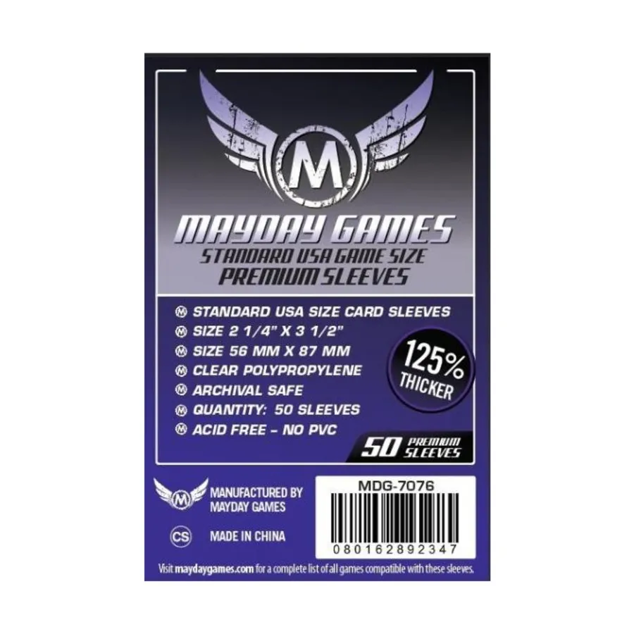 

Стандартные конверты для карт премиум-класса США 56 x 87 мм (50 шт.), Board Game Sleeves (Mayday Games)