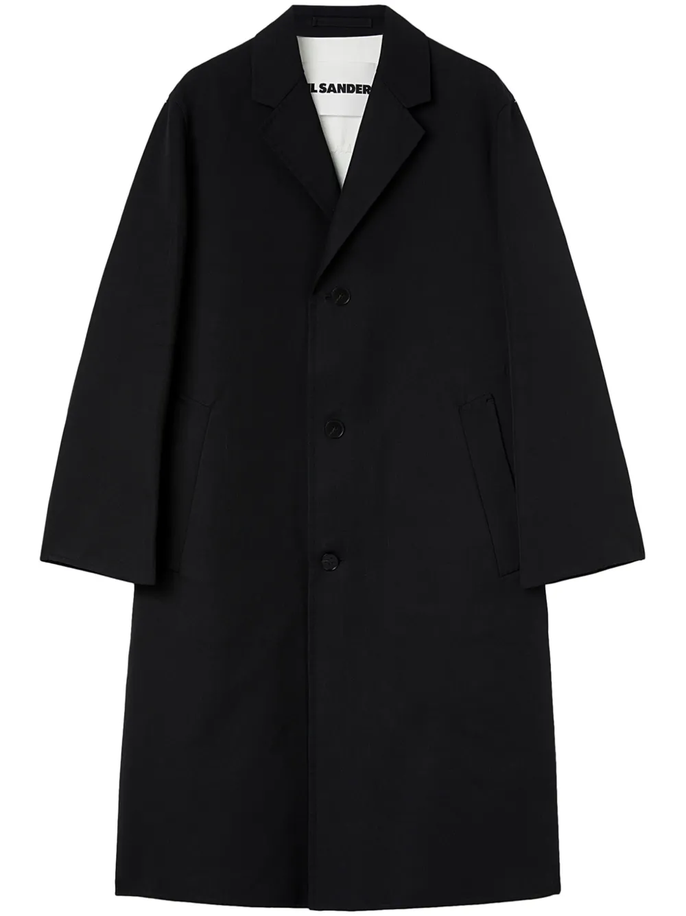 

Однобортное пальто с заостренными лацканами JIL SANDER, черный