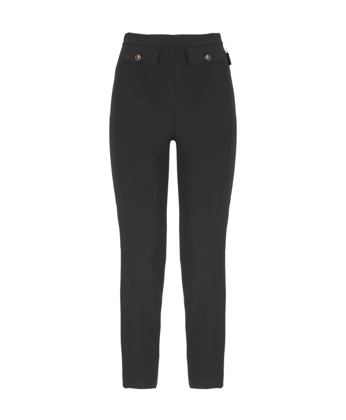 

Черные брюки с пуговицами с логотипом. Elisabetta Franchi, черный