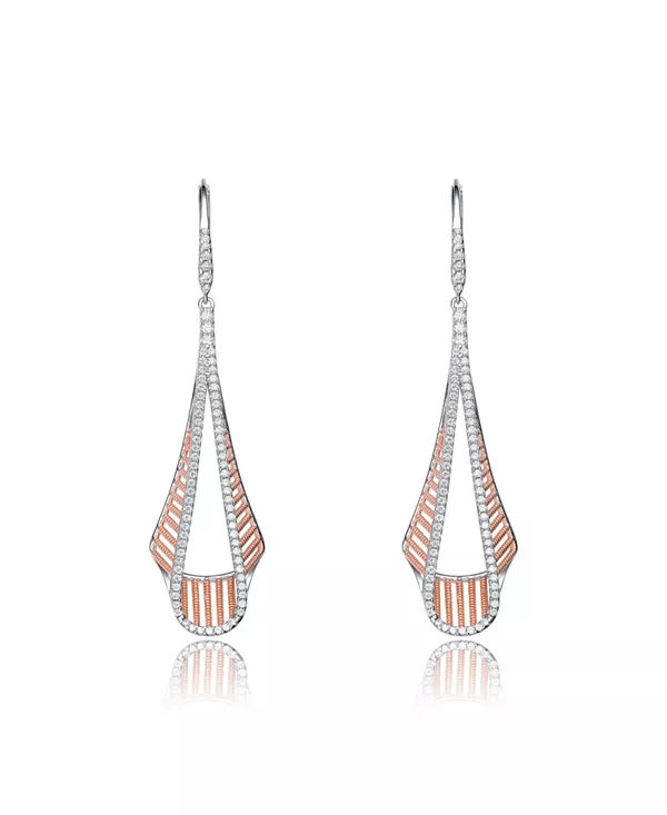 

Серьги-Капли из стерлингового серебра с прозрачными цирконами, ребристые, в форме груши Genevive, pink