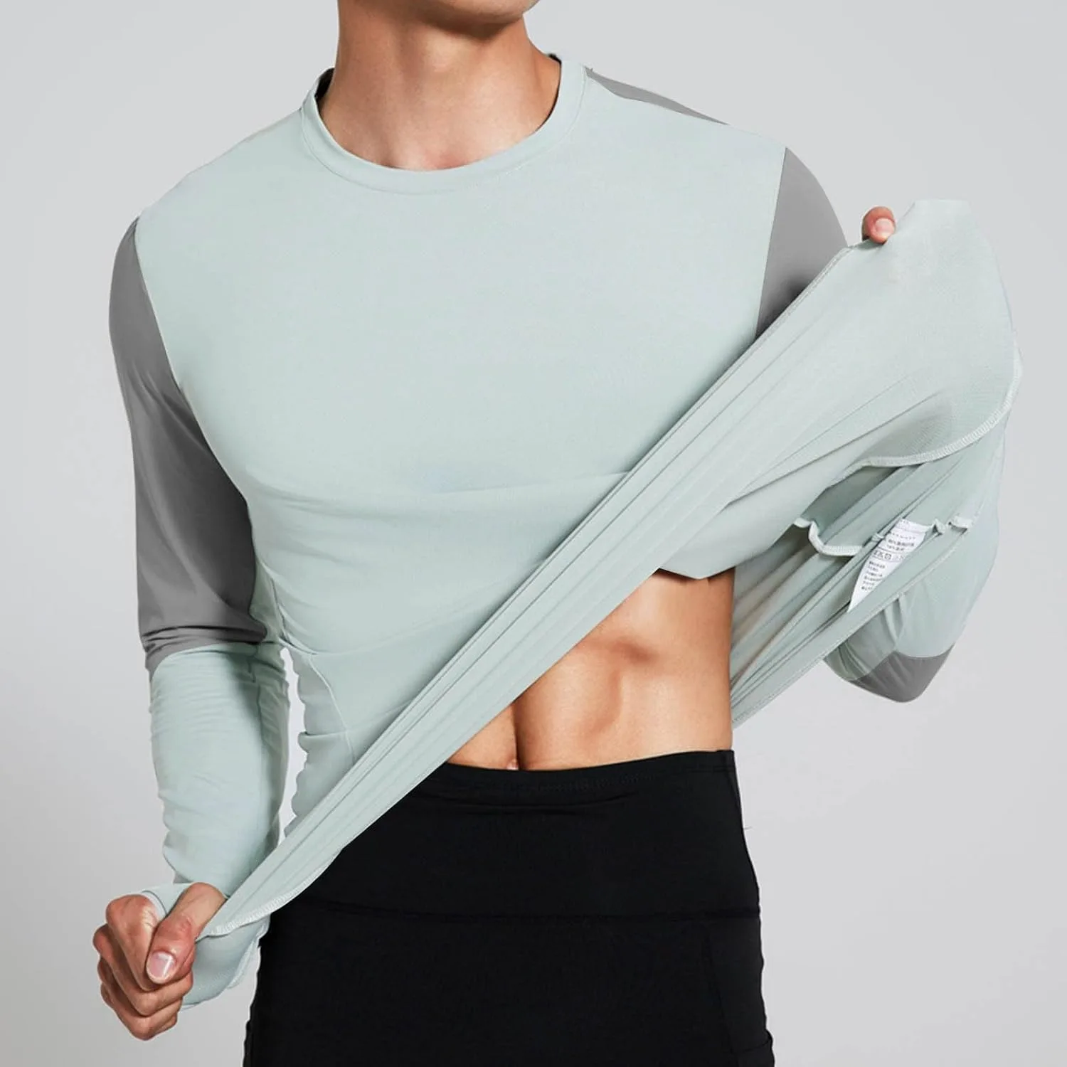 Мужская футболка с длинным рукавом Casual Stylish Lightweight Regular Fit Color Block — фото 4