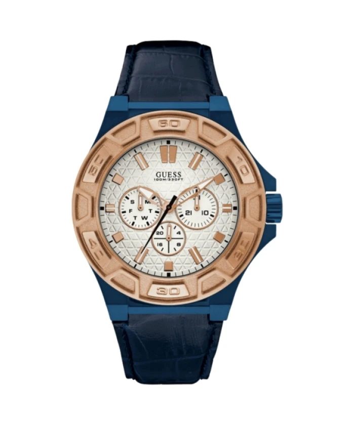 

Кожаные кварцевые мужские часы Guess, синий