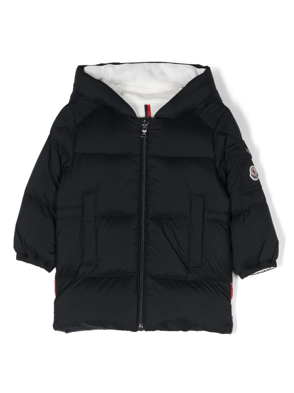 

Стеганый пуховик с капюшоном Moncler Enfant, синий