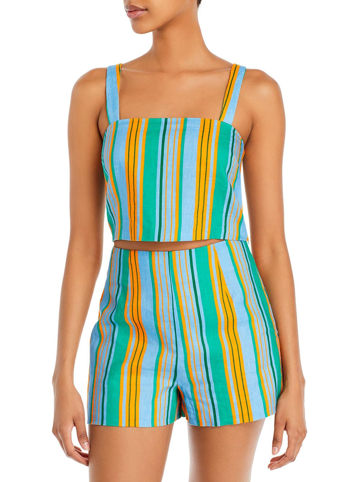 

Женская льняная полосатая майка STAUD, цвет ibiza stripe