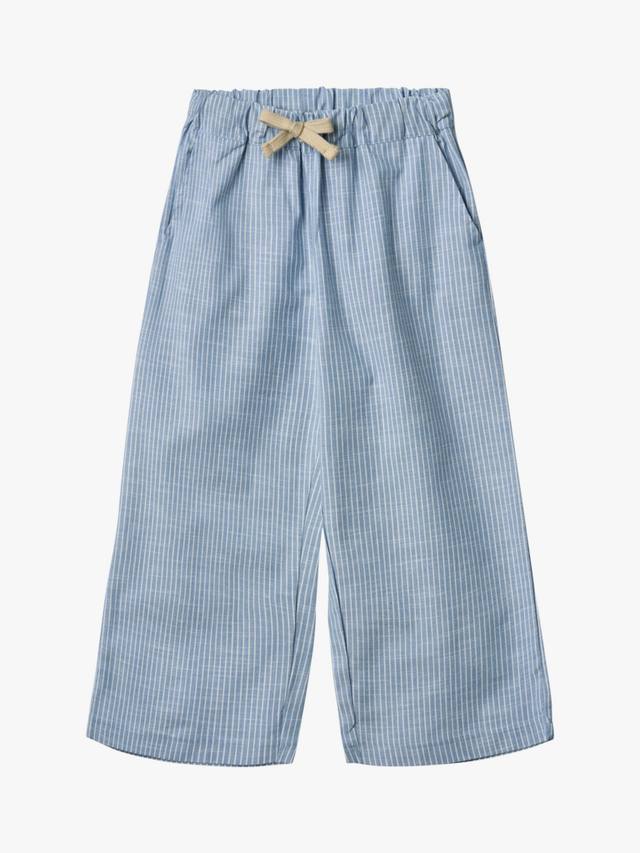 

Детские хлопковые полосатые брюки Sasha на шнурке WHEAT, Blue