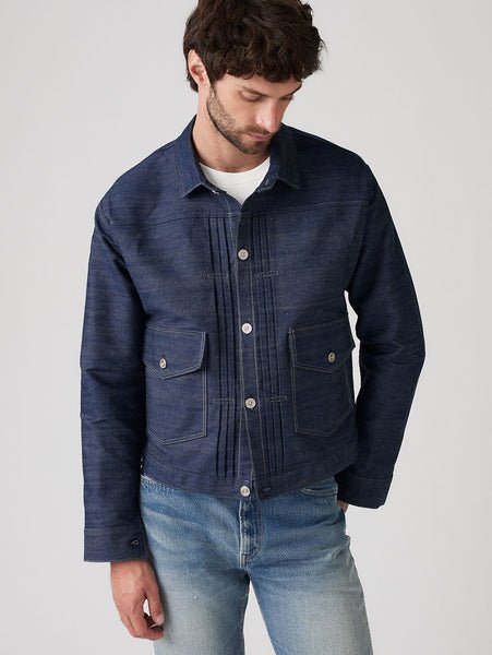 Винтажная одежда LEVI'S 1879, органическая жесткая плиссированная рубашка Levi'S, Medium Indigo - Worn In — фото 3