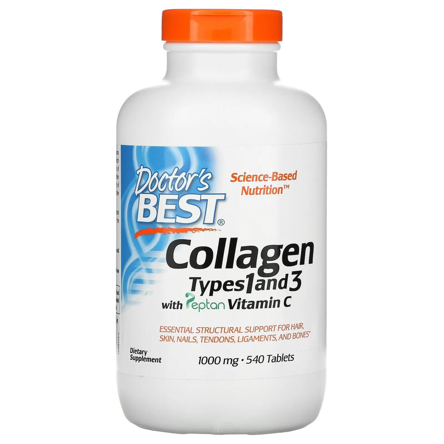 

Doctor's Best Collagen Types 1 and 3 with Peptan 1,000 mg 540 Tablets
