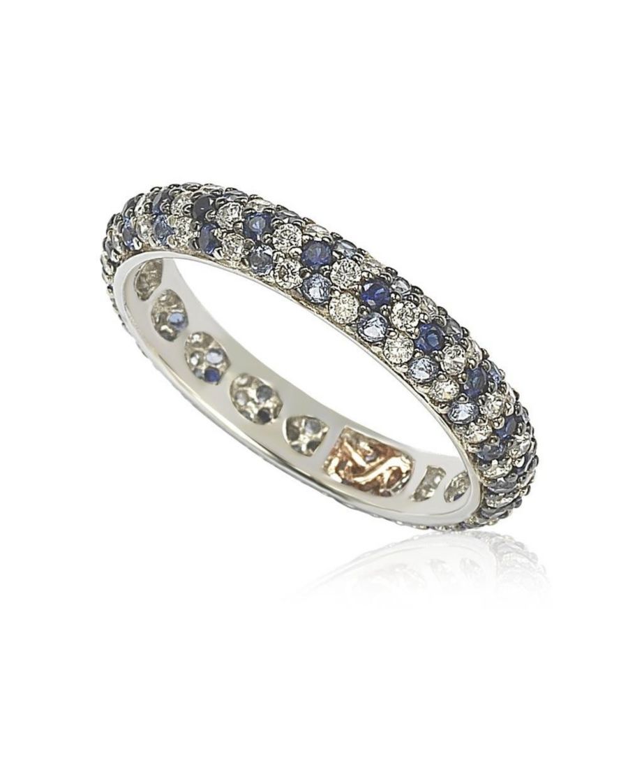 

Кольцо Suzy Levian из стерлингового серебра с сапфирами и искусственными белыми сапфирами, образующее кольцо Вечность Suzy Levian New York, Blue sapphire