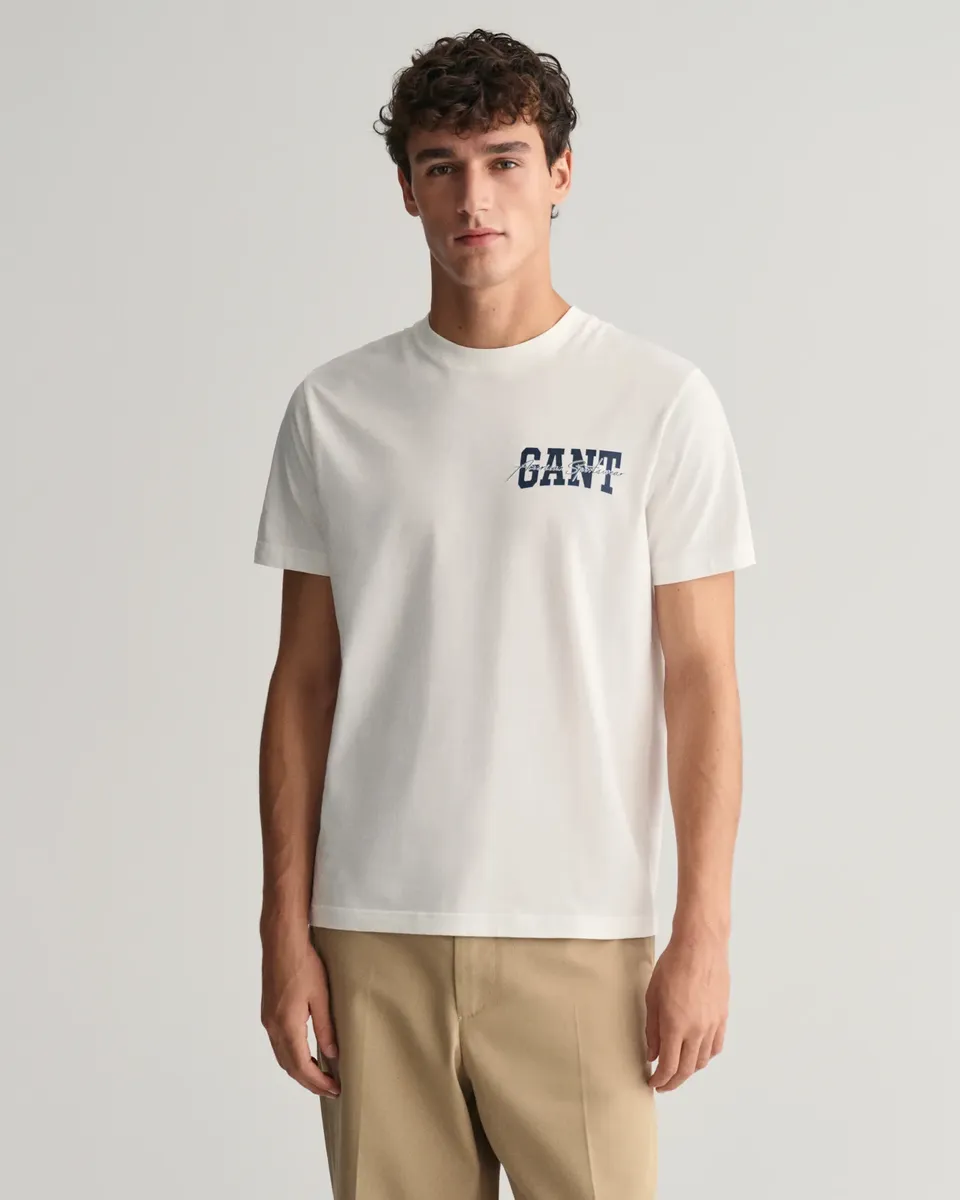 

Футболка Gant "GANT Arch Script Graphic T-Shirt", разноцветный принт, цвет Eggshell