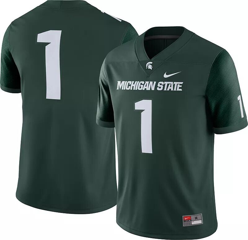 

Мужская зеленая футбольная майка Nike Michigan State Spartans #1 Dri-FIT Game