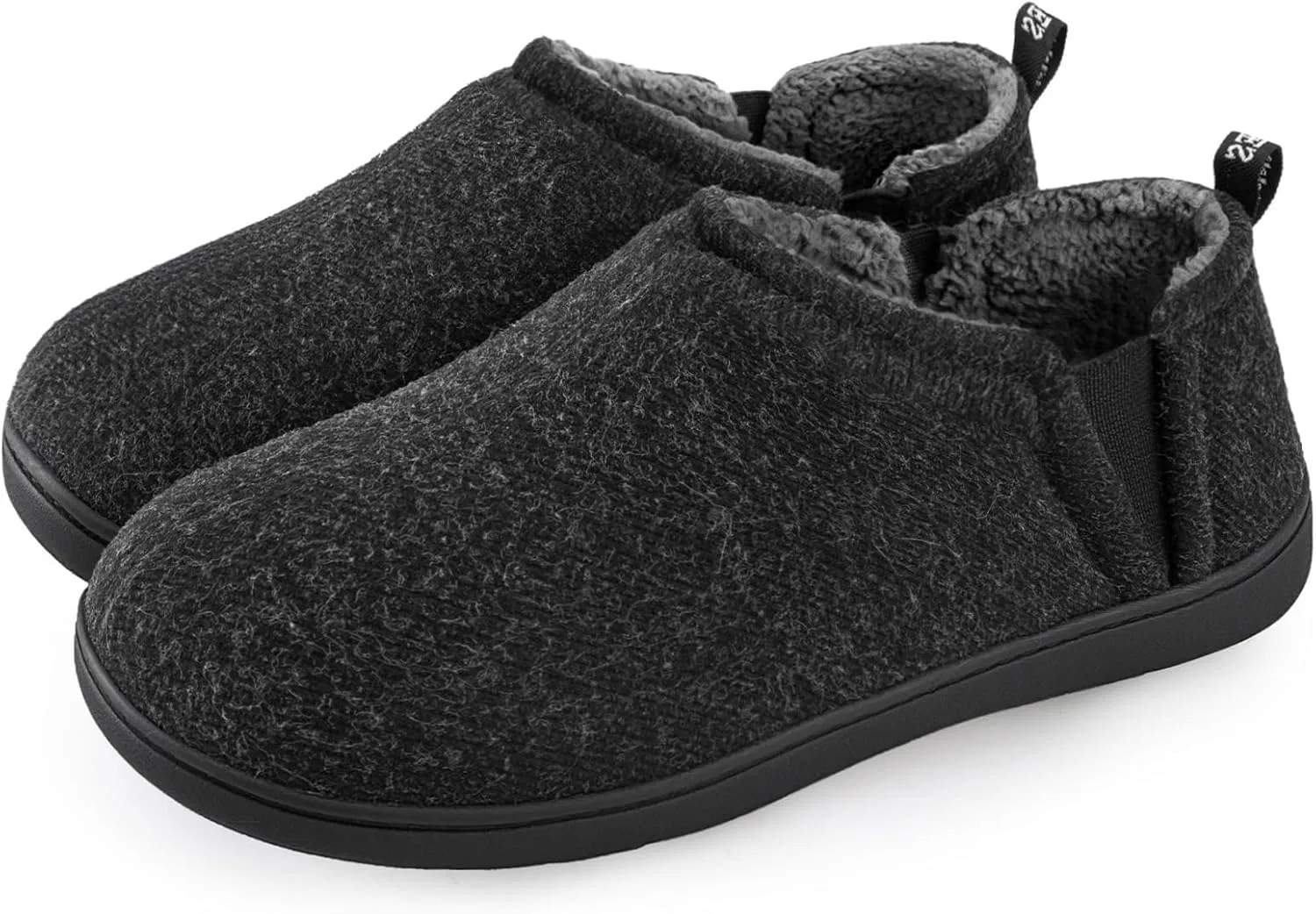 Тапочки из искусственной шерсти, с эластичными вставками, Dark Gray Snug Leaves