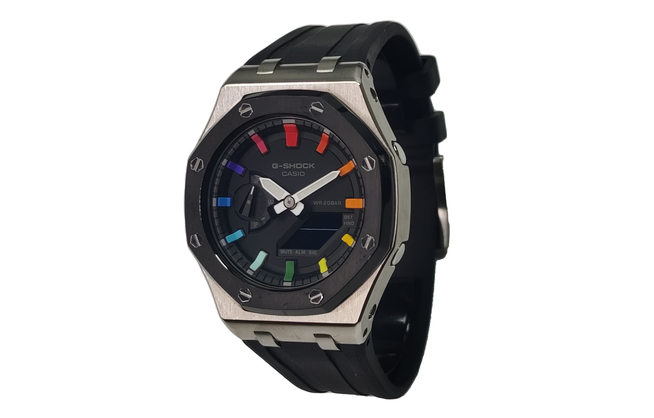 

CASIO Ретрофит серии электронный механизм фторэластомерный ремешок часы мужские черный циферблат