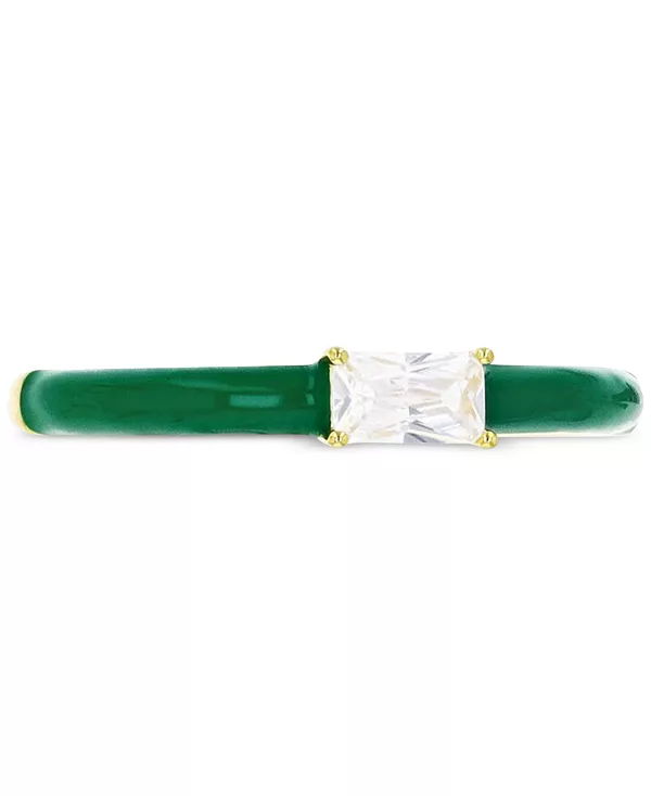 

Кольцо с кубическим цирконием и эмалью из стерлингового серебра с 14-каратным золотом Macy'S, green