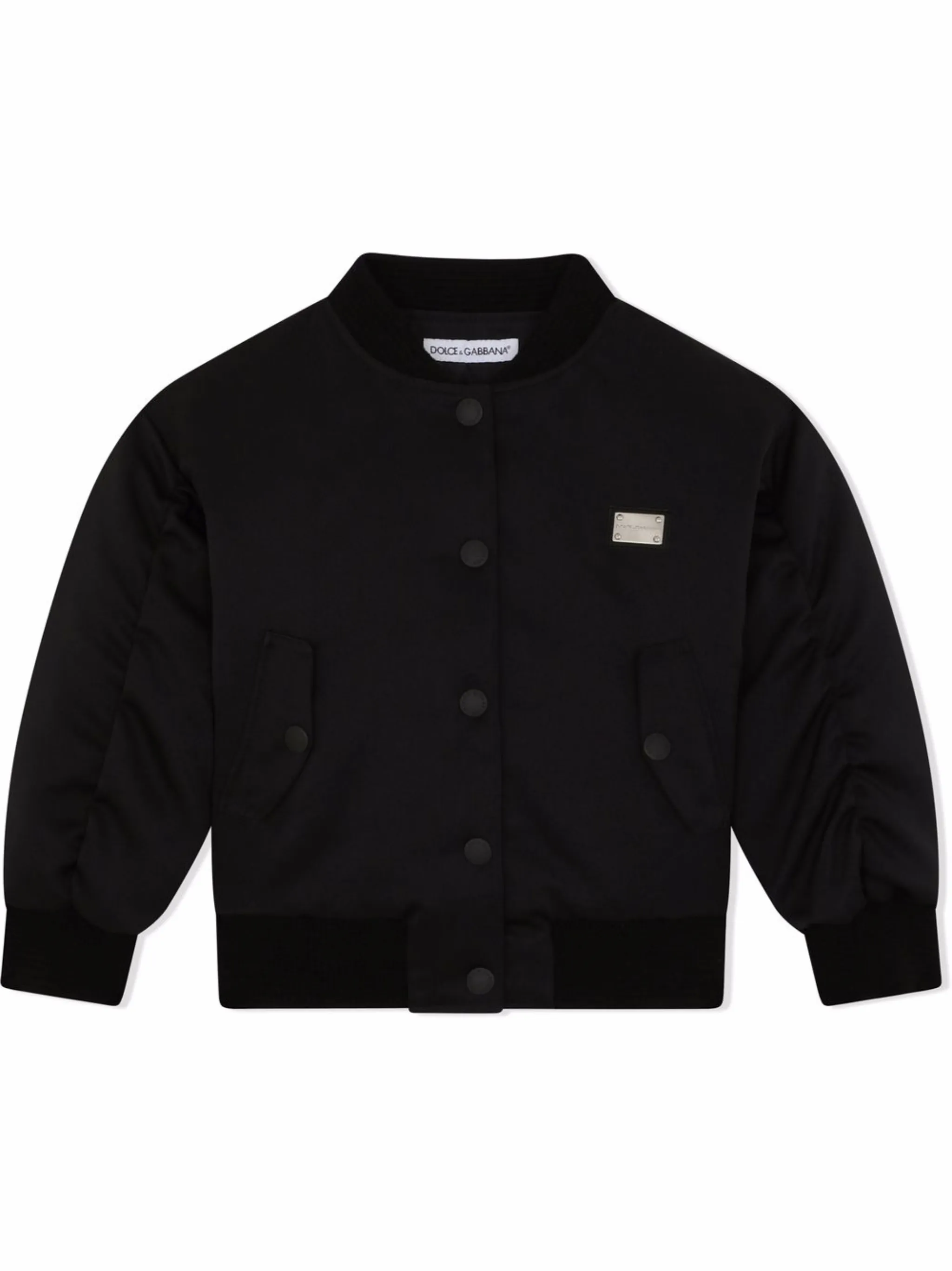 

Атласный бомбер с логотипом Dolce & Gabbana Kids, черный