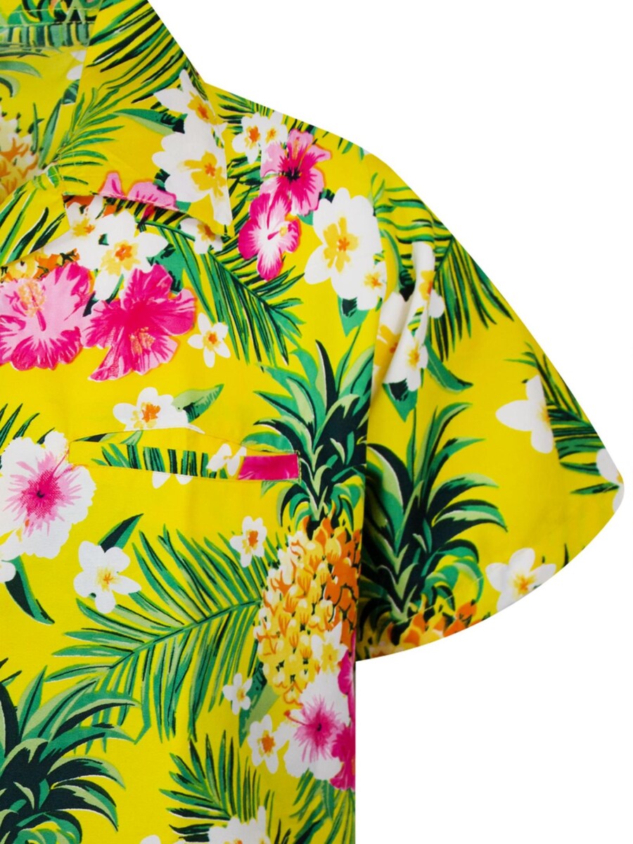 Рубашка на пуговицах классического кроя King Kameha Pineapple Flowers, желтый — фото 4