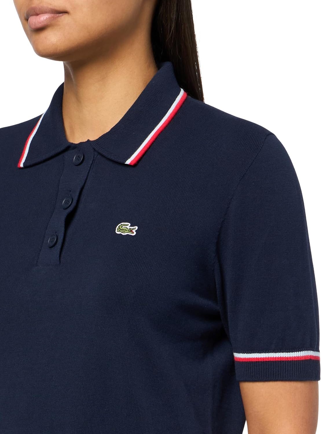 Поло Lacoste 3D Бесшовное, Эффект Стрейч, Navy Blue/Red/White — фото 3