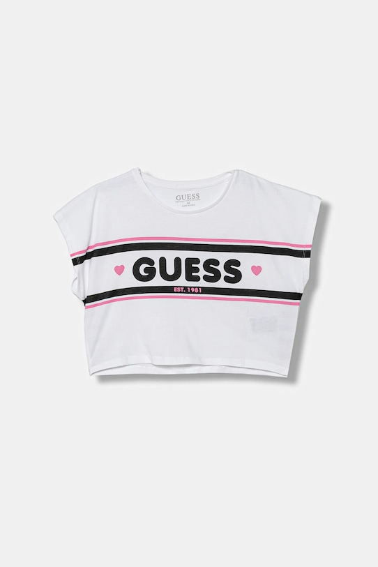 

Детская хлопковая футболка Guess, белый