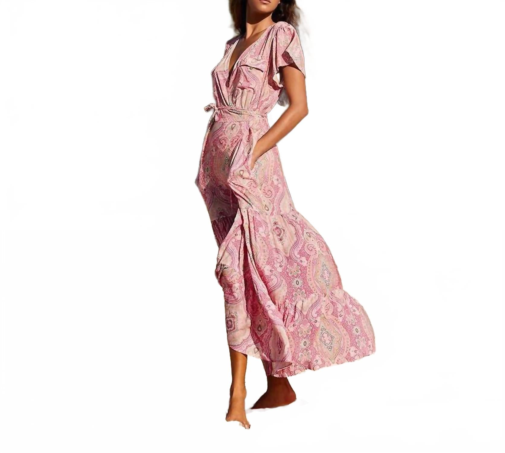 

Barrie Paisley Блуш макси-платье в розовый пейсли Melissa Odabash