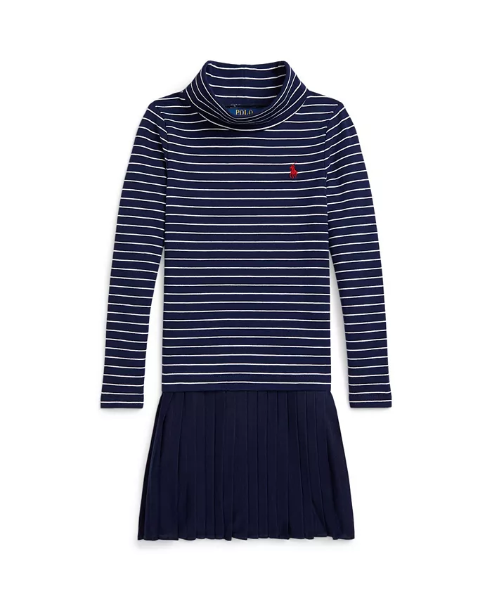 

Детское платье-водолазка в полоску с эластичной посадкой для девочек размеров 2T-6X Polo Ralph Lauren, синий